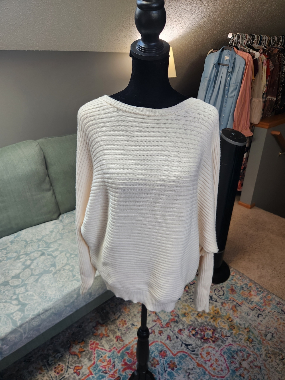 Express Cream Ribbed Boatneck Sweater Medium Nwt New W Tags